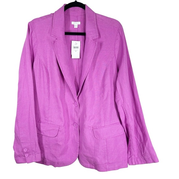 J.JILL Love Linen Wild Orchid Purple tank and Blazer Jacket Medium - Picture 2 of 14